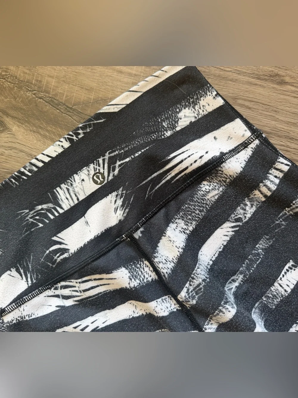 Lululemon Black & White Striped Leggings